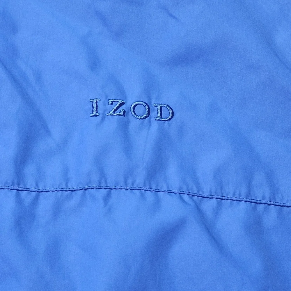 IZOD Golf Men's XL Blue Windbreaker Jacket Full Zip Hooded Performance